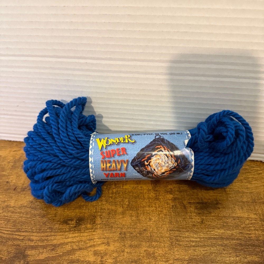 Wonder Super Heavy Yarn Azure Blue 3 Ply 33 Yards Bulky Craft Yarn 3oz Crochet